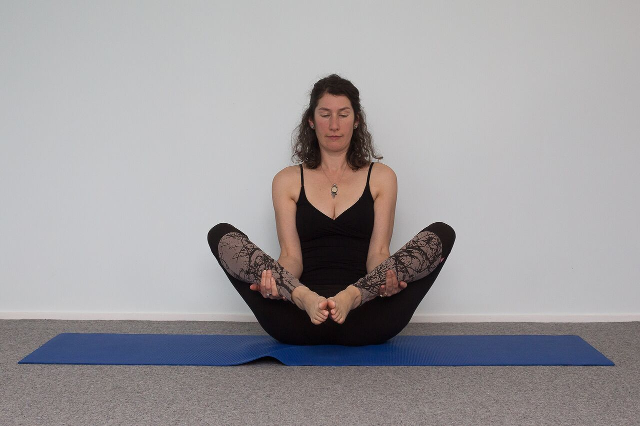 Odette Rowe in yoga pose